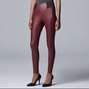 Simply Vera Vera Wang Red High-Waisted faux leather Leggings